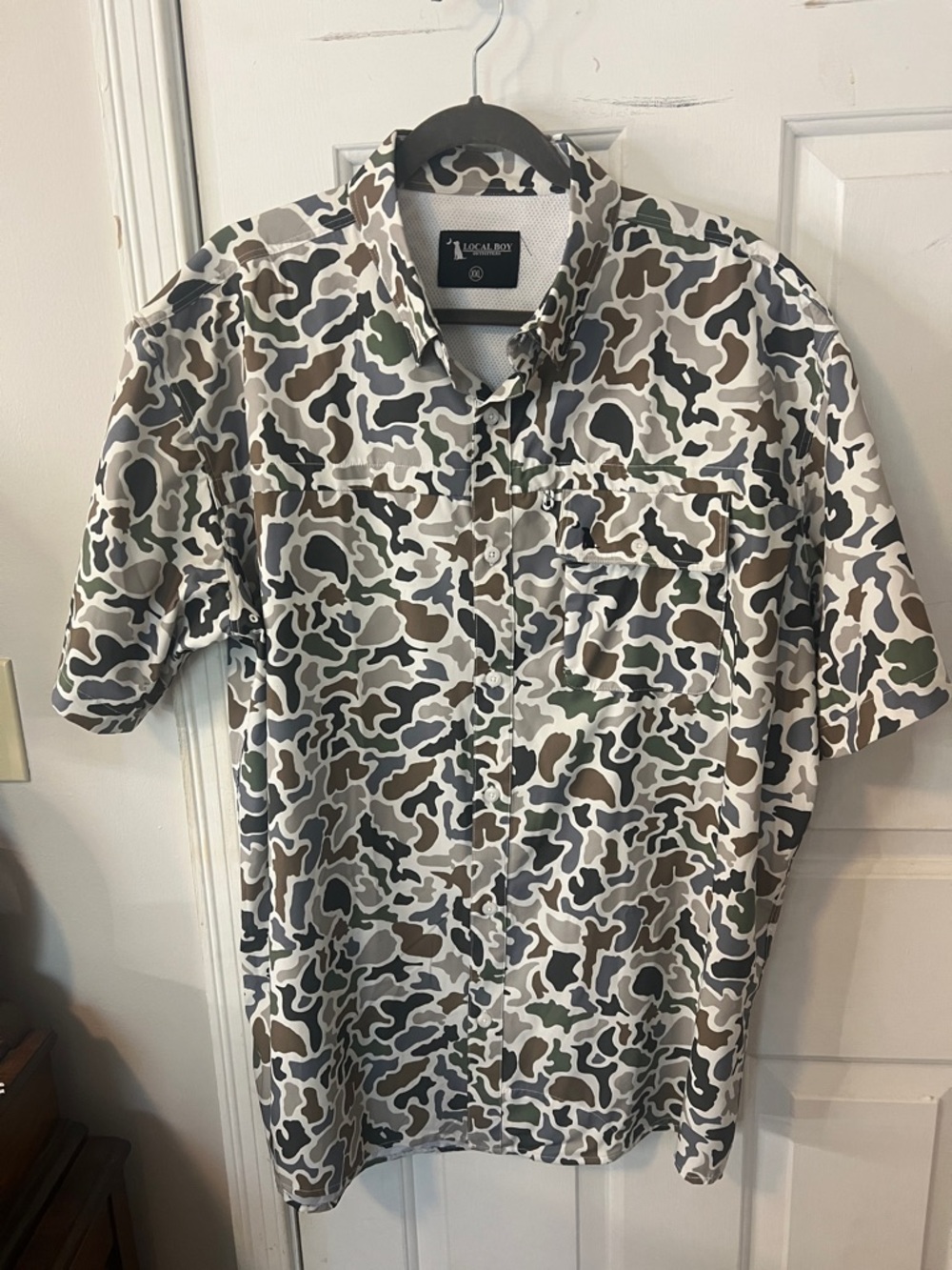 Local Rox Short-Sleeve Camouflage Button-Down Shirt - White/Gray/Green/Brown